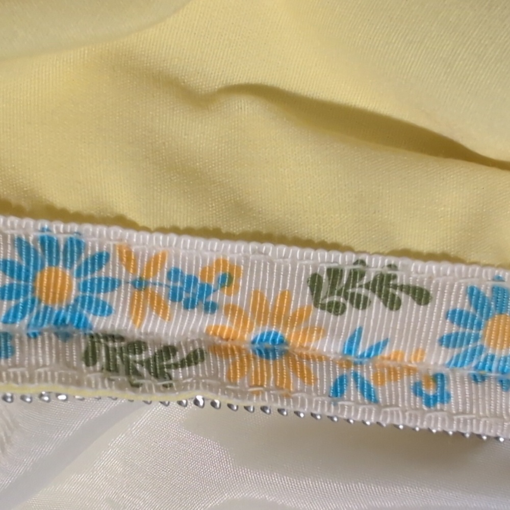 60s 70s Vintage Girls Yellow Floral Trim Jacket Size‎ Medium MCM Groovy Rare - Picture 8 of 8